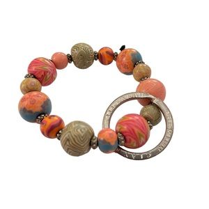 JILZARAH Handmade Clay Beads Orange Coral Crush Wrist Keychain